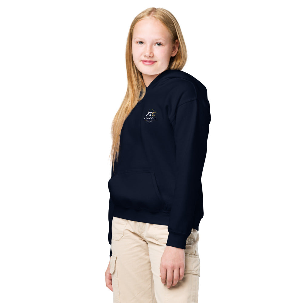 Sweat classique à capuche enfant Aiacciu Tennis Club — Bleu marine, vue trois quarts
