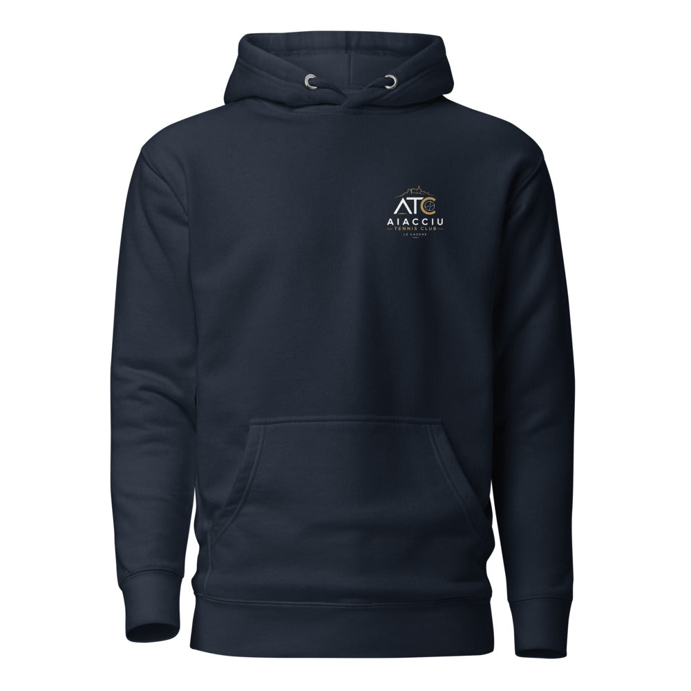 Sweat classique à capuche unisexe Aiacciu Tennis Club — Navy Blazer, vue de face
