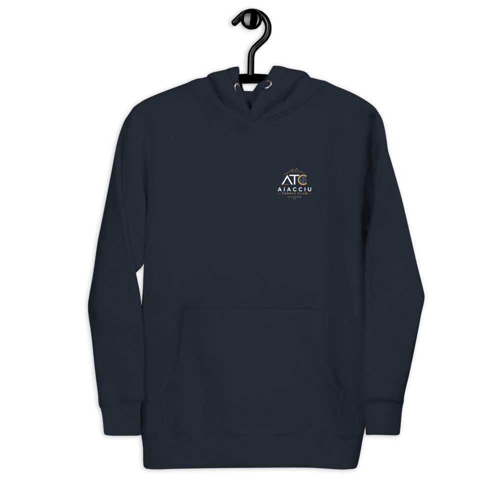 Sweat classique à capuche unisexe Aiacciu Tennis Club — Navy Blazer, vue de face
