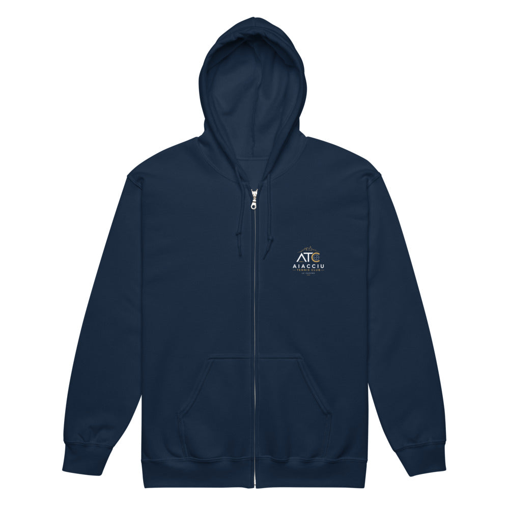Sweat zippé classique unisexe Aiacciu Tennis Club — Bleu marine, vue de face