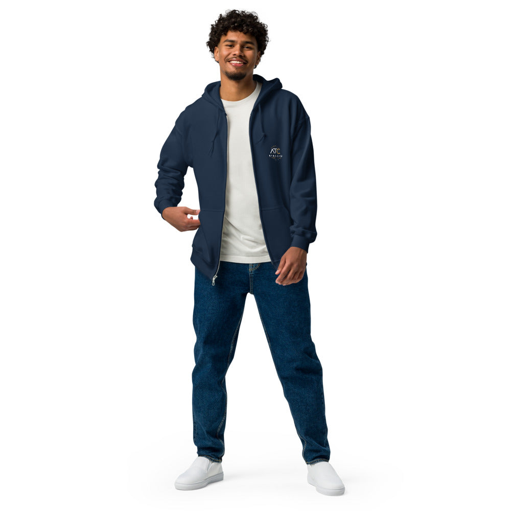 Sweat zippé classique unisexe Aiacciu Tennis Club — Bleu marine, vue de face