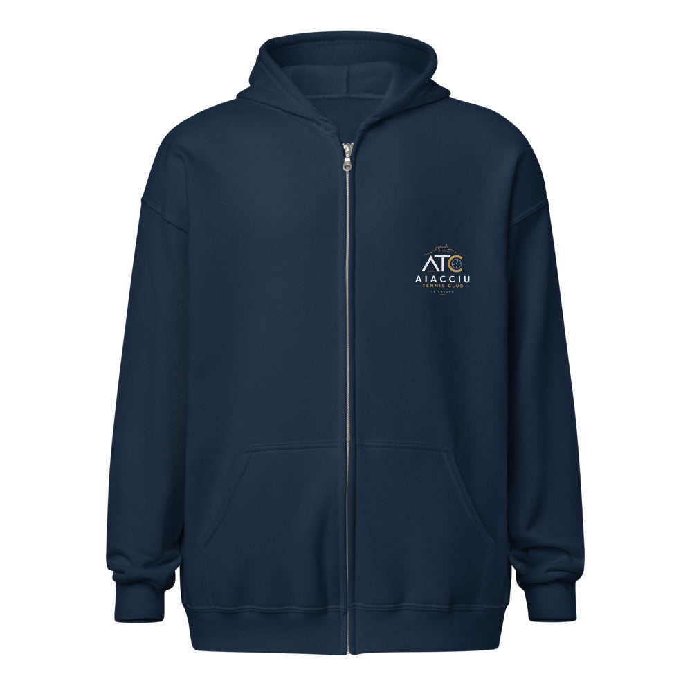 Sweat zippé classique unisexe Aiacciu Tennis Club — Bleu marine, vue de face