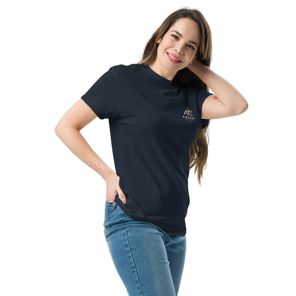 T-shirt classique unisexe Aiacciu Tennis Club — Bleu marine, vue trois quarts