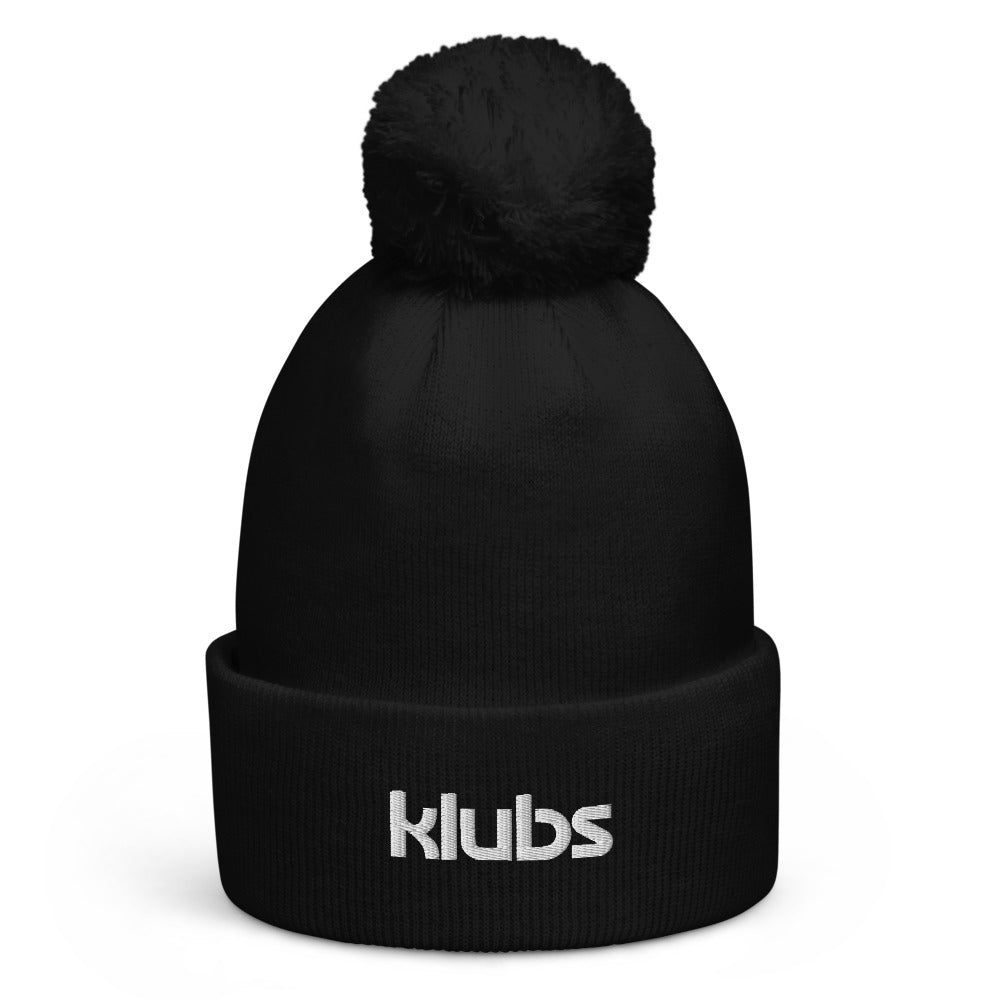 Bonnet classique à pompon KLUBS, Noir, vue de face