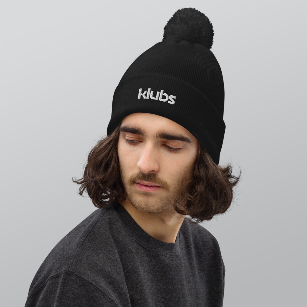 Bonnet classique à pompon KLUBS, Noir, vue de face