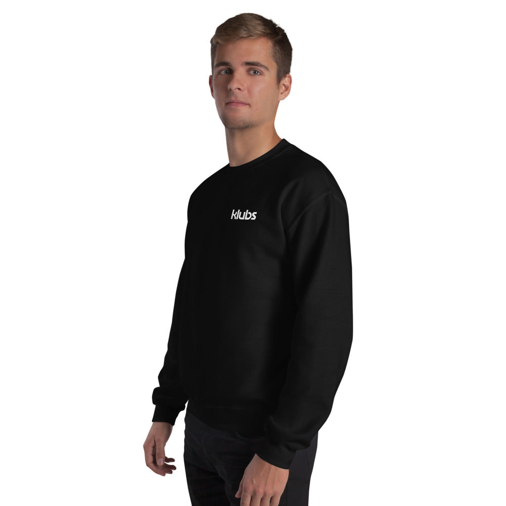 Sweat classique unisexe (39,90) Klubs (démo) — Noir, vue trois quarts