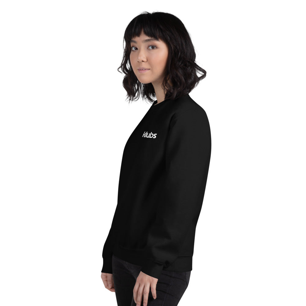 Sweat classique unisexe (39,90) Klubs (démo) — Noir, vue trois quarts