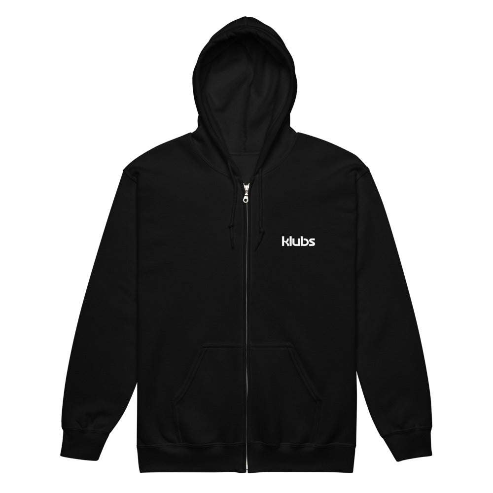 Sweat zippé classique unisexe Klubs (démo) — Noir, vue de face