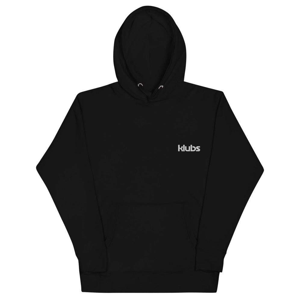 Sweat classique à capuche unisexe KLUBS, Noir, vue de face, logo brodé
