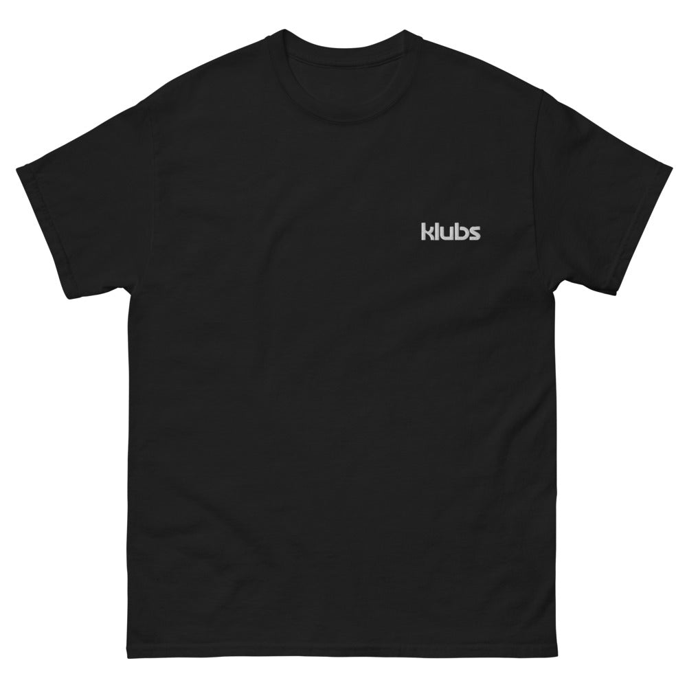 T-shirt classique unisexe KLUBS, Noir, vue de face, logo brodé