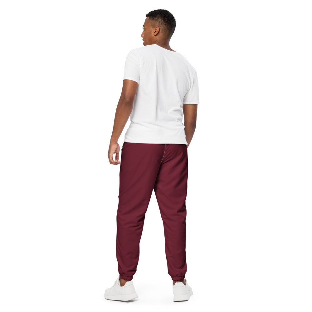 Pantalon de survêtement large unisexe Les Poneys du Roheryn, Blanc, porté par un homme, vue de dos