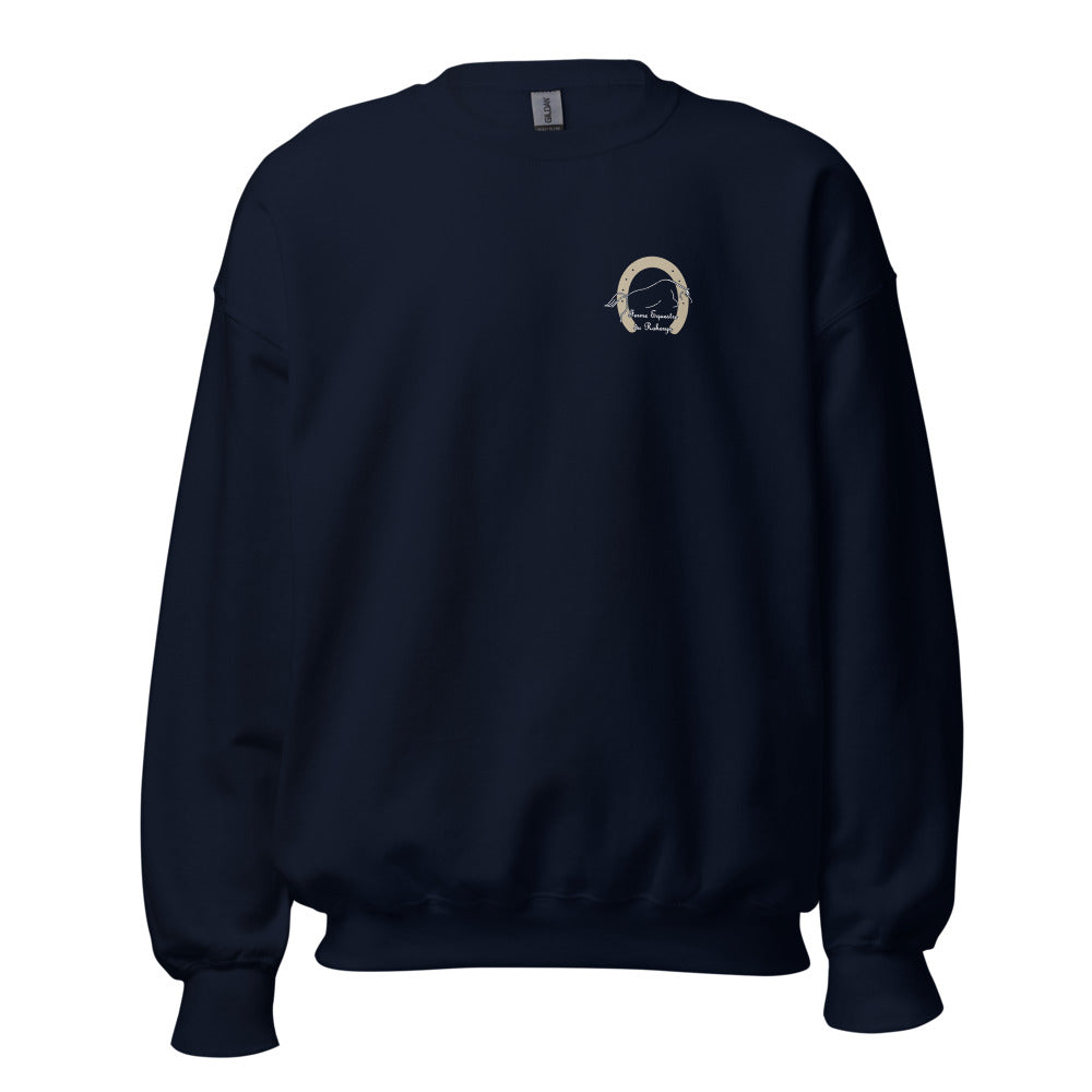 Sweat col rond unisexe Les Poneys du Roheryn, Bleu marine, vue de face