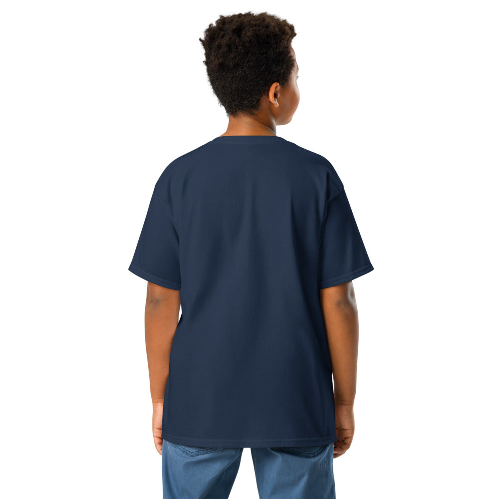 T-shirt classique enfant Les Poneys du Roheryn, Bleu marine, porté par un homme, vue de dos