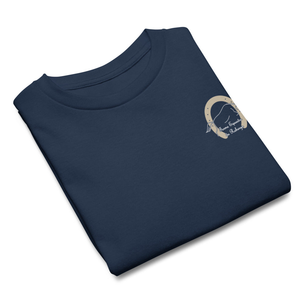 T-shirt classique enfant Les Poneys du Roheryn, Bleu marine, plié, vue de face