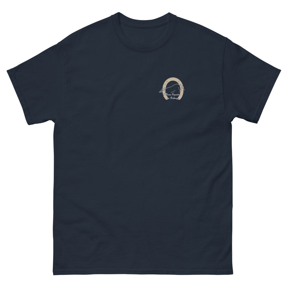 T-shirt classique unisexe Les Poneys du Roheryn, Bleu marine, à plat, vue de face