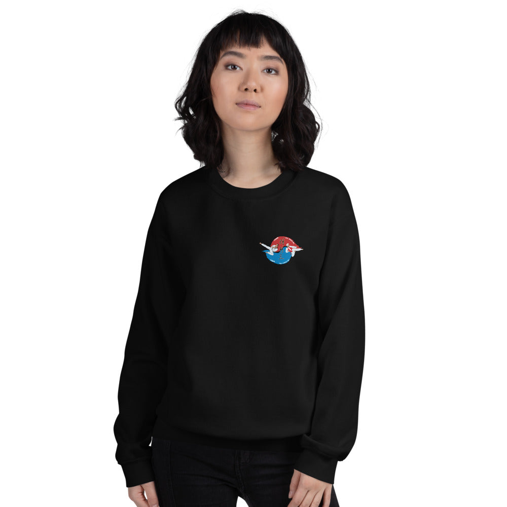 Sweat col rond unisexe Ozoir Taekwondo, Noir, porté par une femme, vue de face