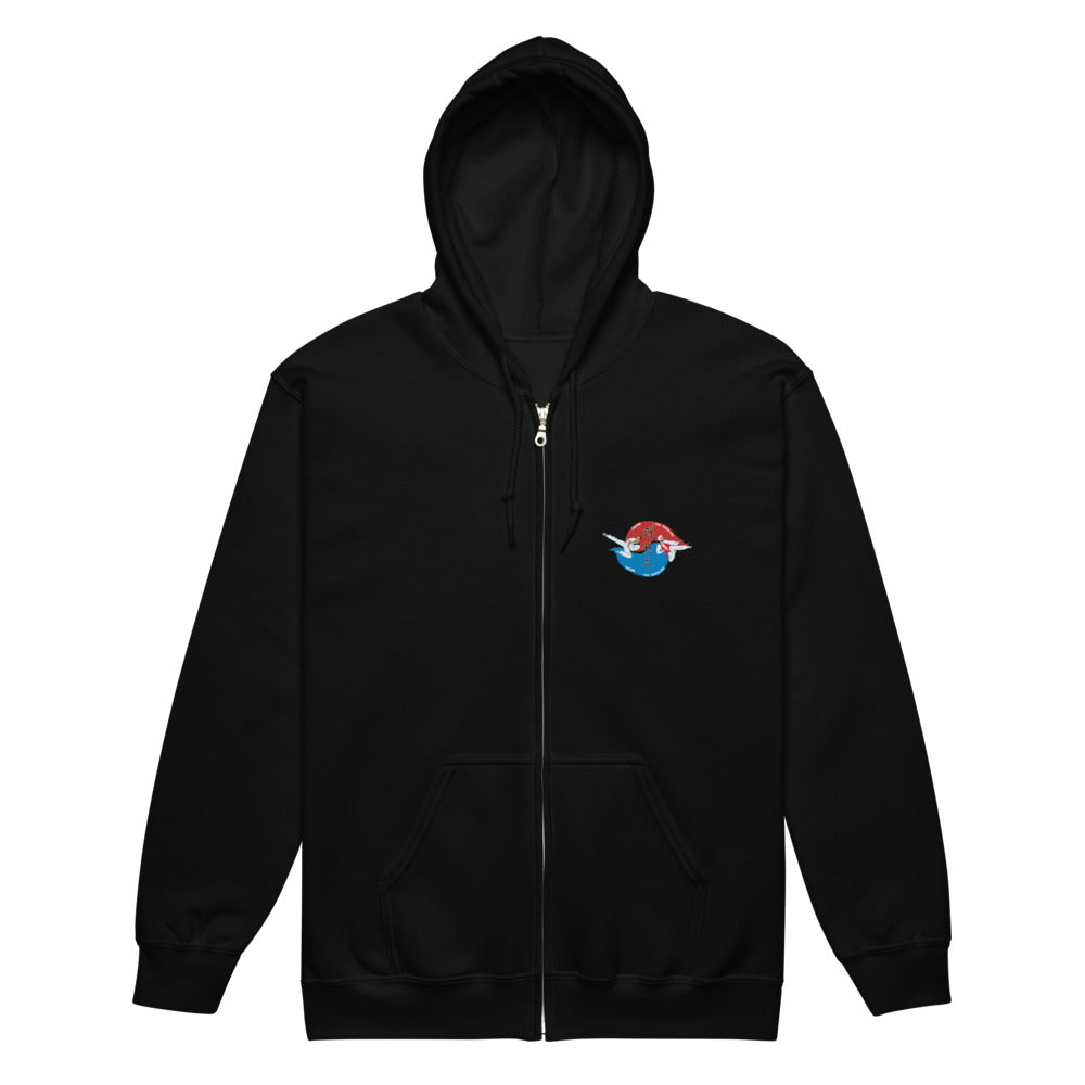 Sweat zippé classique unisexe Ozoir Taekwondo, Noir, à plat, vue de face