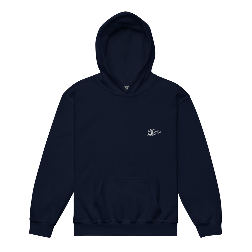 Sweat classique à capuche enfant Touvet volley Ball Grésivaudan, Bleu marine, à plat, vue de face, logo brodé