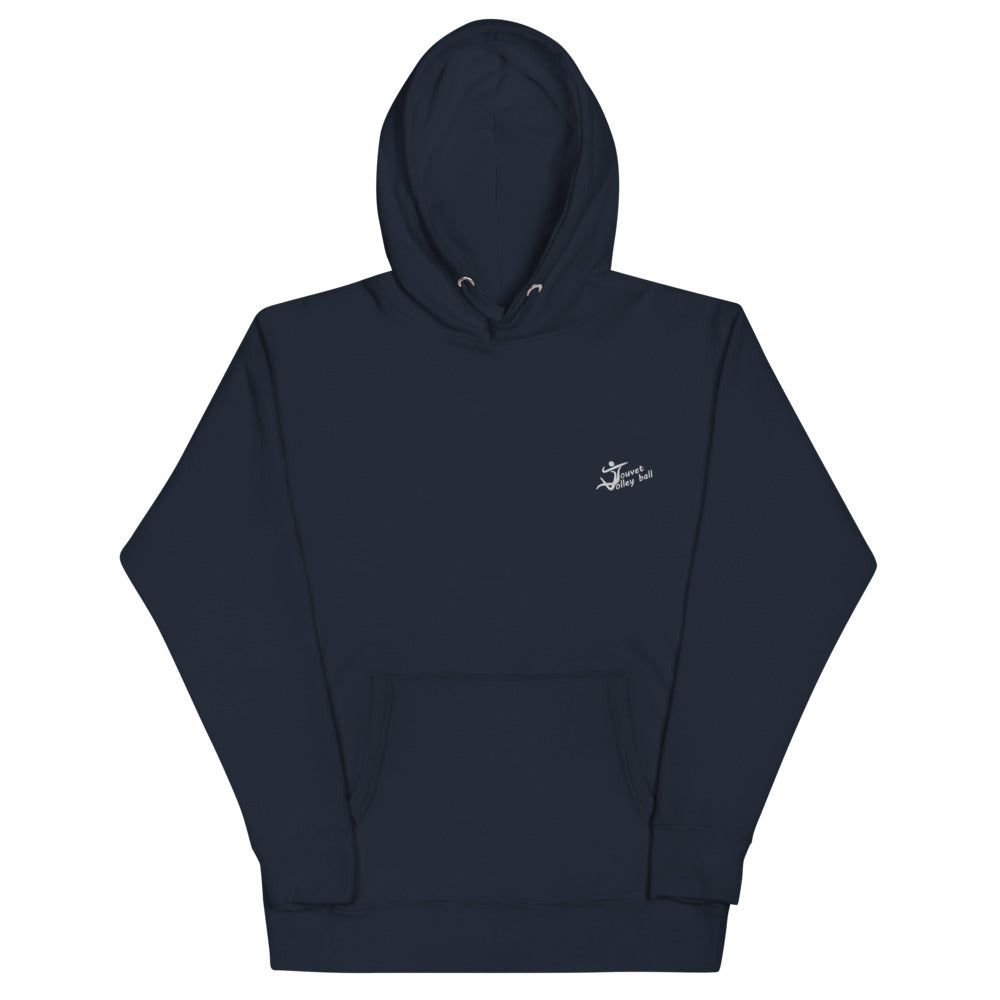 Sweat classique à capuche unisexe Touvet volley Ball Grésivaudan, Navy Blazer, à plat, vue de face, logo brodé