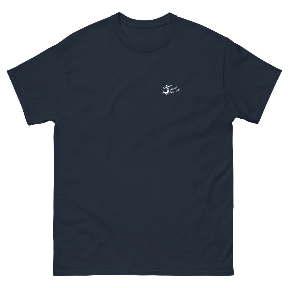 T-shirt classique unisexe Touvet volley Ball Grésivaudan, Bleu marine, à plat, vue de face