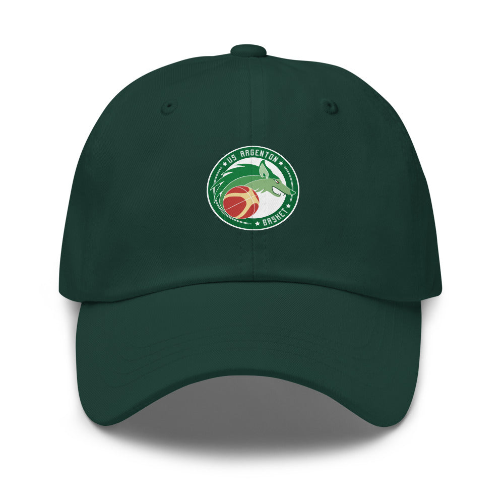 Casquette classique US Argenton Basket, Vert Sapin, à plat, vue de face