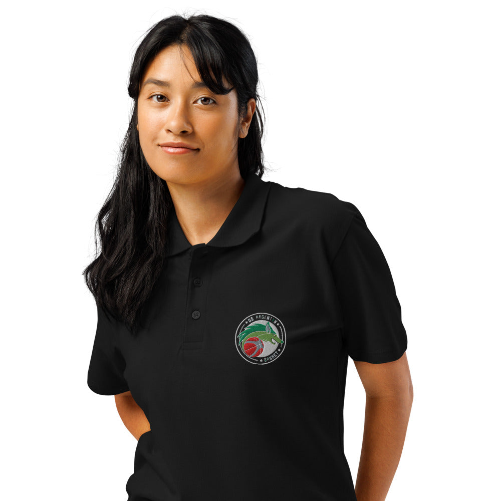 Polo classique unisexe US ARGENTON BASKET — Noir, vue trois quarts
