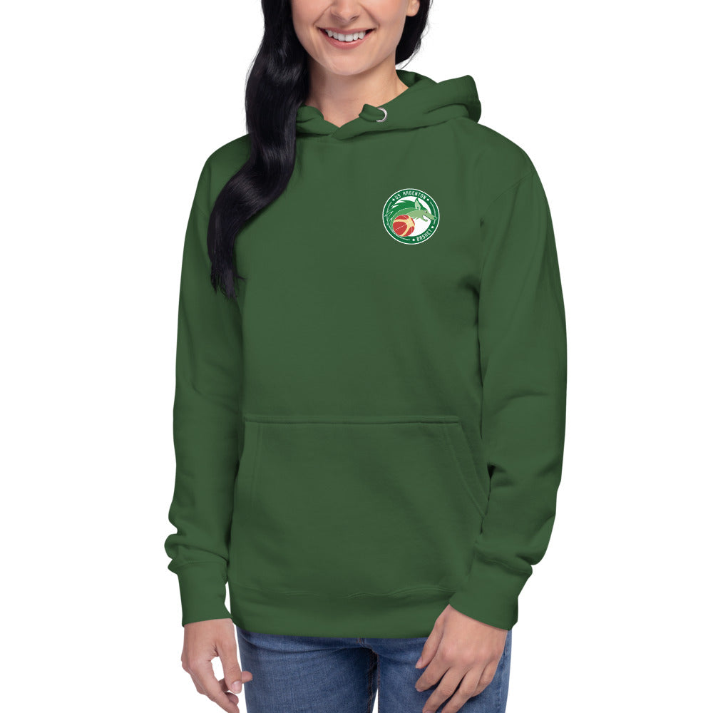 Sweat classique à capuche unisexe US ARGENTON BASKET — Vert Sapin, vue de face